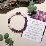 rose quartz and amethyst healing crystals to support relaxation and calm