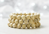 Natural Wood With Gold Accents Beaded Bracelet