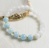 Ocean Serenity Healing Bracelet with Aquamarine and White Quartz - Self Love and Emotional Balance