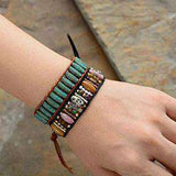 Boho Leather Wrap Bracelet Mixed Natural Stones Bracelets BeAdornedUK 