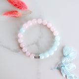 Rose quartz and aquamarine healing crystals bracelet 